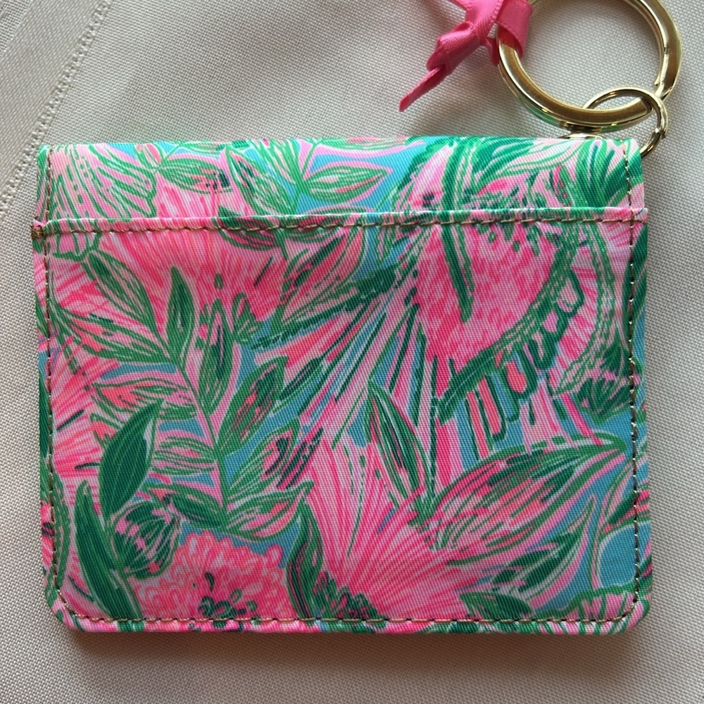 Lilly Pulitzer Snap ID Card Case - Blue Horizon Coming in Hot w/Goldtone Keyring - Picture 2 of 6